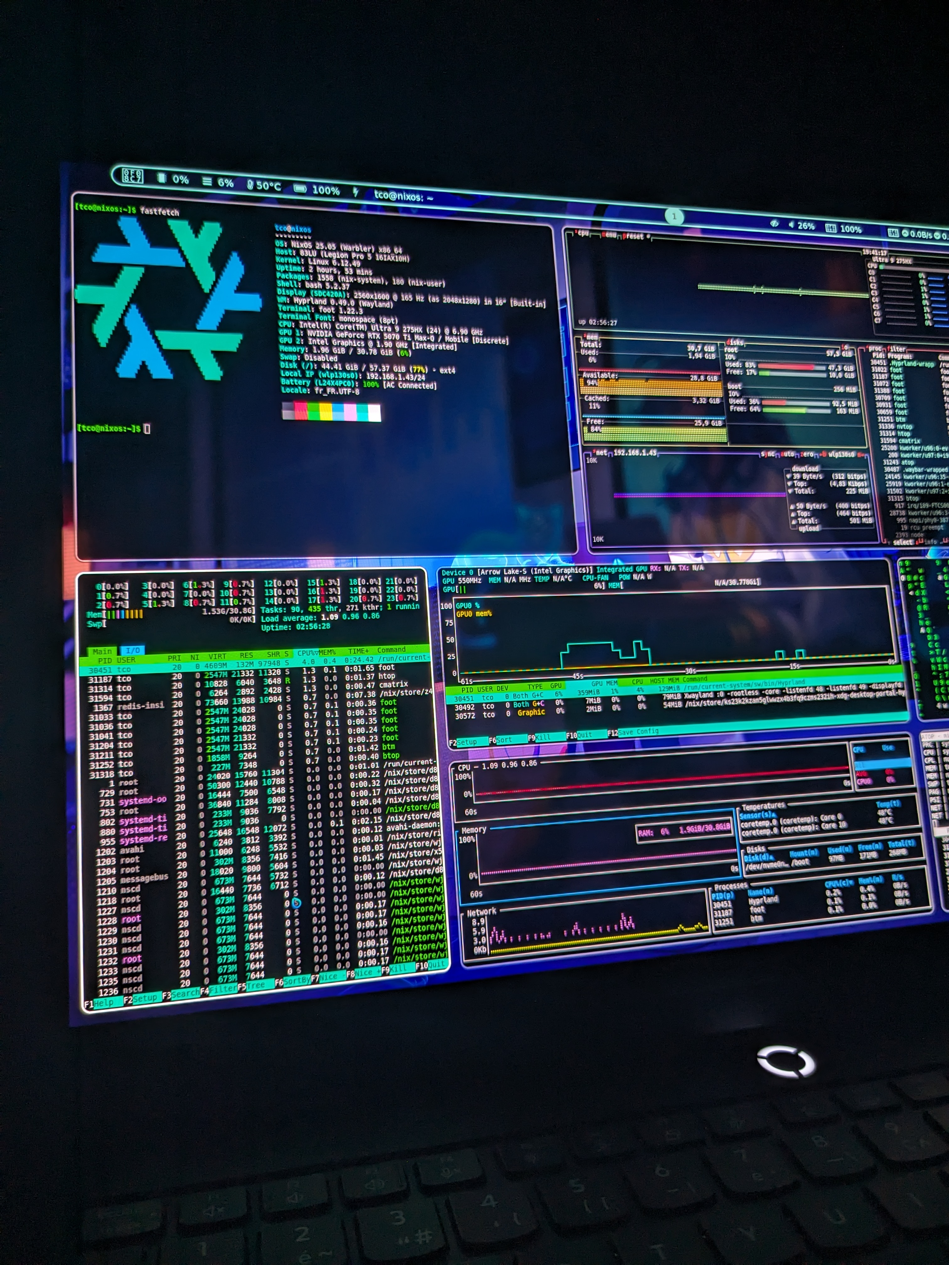 Linux environment with terminal interface and code lines